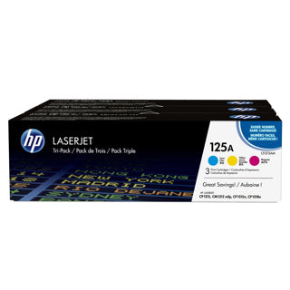 HP 125A 3-pack Cyan/Magenta/Yellow Original LaserJHP CLJ CP1215/1515 pack C/M/Y Crtg