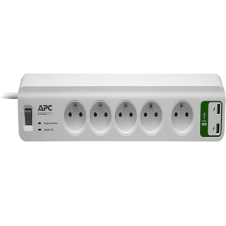 APC Essential SurgeArrest 5 prises avec 2 USB 5V 2,4A 230V