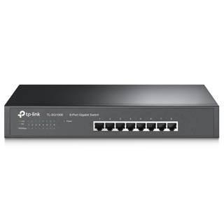 Tplink 8-port Gigabit Switch, 8 10/100/1000M RJ45 ports, 1U 13-inch rack-mountable steel case