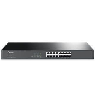 Tplink 16-port Gigabit Switch, 16 10/100/1000M RJ45 ports, 1U 19-inch rack-mountable steel case