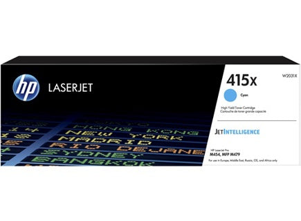 HP 415X High Yield Cyan Original LaserJet Toner Cartridge pour la Série M454 & M479 MFP 6000 Pages