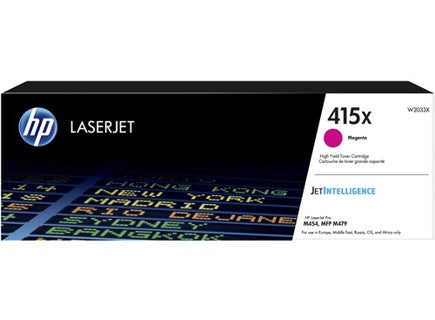 HP 415X High Yield Magenta Original LaserJet Toner Cartridge pour la Série M454 & M479 MFP 6000Pages